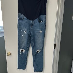 PinkBlush Navy Blue Distressed Maternity Jeans